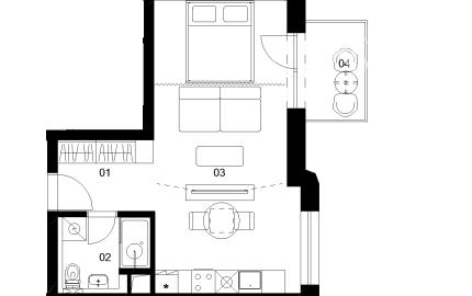 D2B - 1 izbový byt - Nové Mlynarce