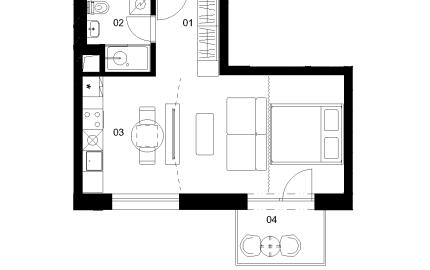 D3E - 1 izbový byt - Nové Mlynarce