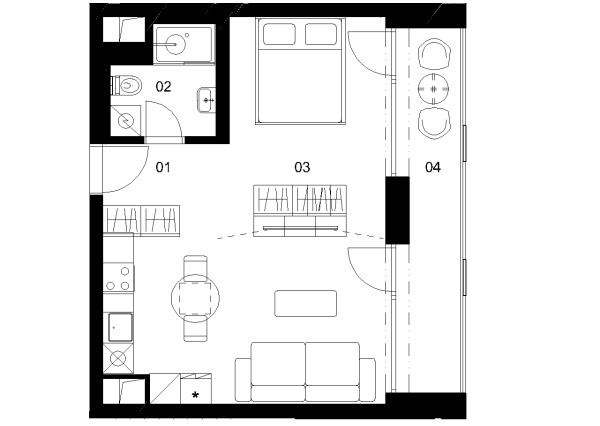 D2C - 1 izbový byt - Nové Mlynarce