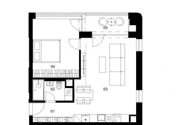 E3C - 2 izbový byt - Nové Mlynarce