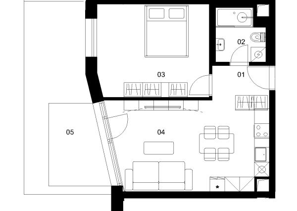 AE1F - 2 izbový byt - Nové Mlynarce