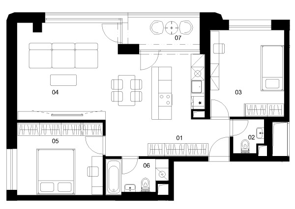 A1A - 3 izbový byt - Nové Mlynarce
