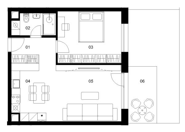 E1E - 2 izbový byt - Nové Mlynarce