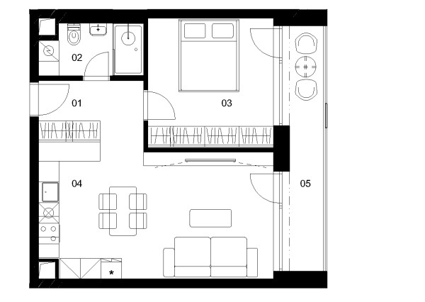 E3F - 2 izbový byt - Nové Mlynarce