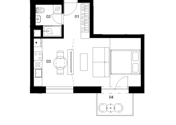 D4E - 1 izbový byt - Nové Mlynarce