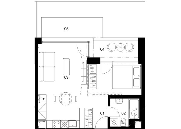 AE1B - 1 izbový byt - Nové Mlynarce
