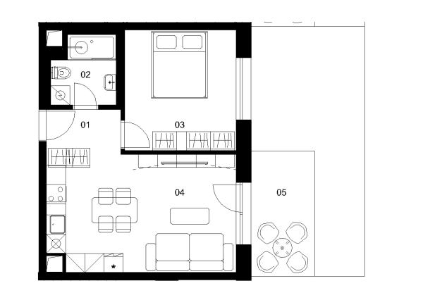 D1C - 2 izbový byt - Nové Mlynarce