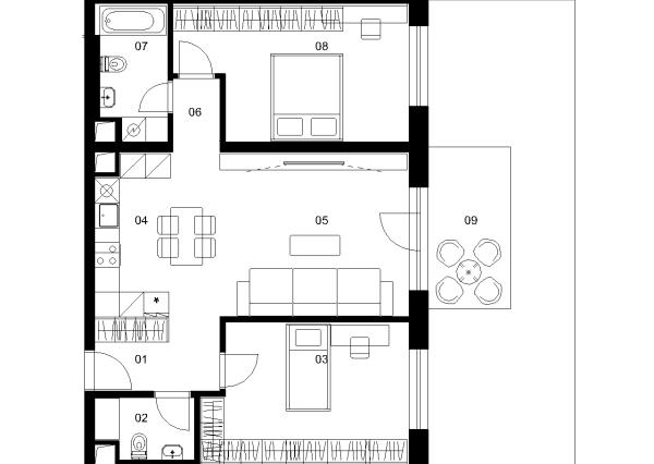 E1D - 3 izbový byt - Nové Mlynarce