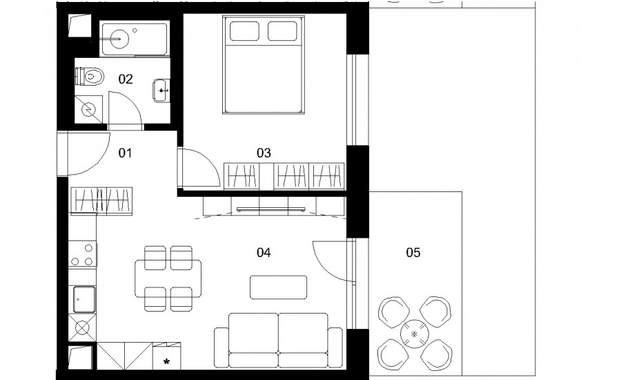 D1C - 2 izbový byt - Nové Mlynarce