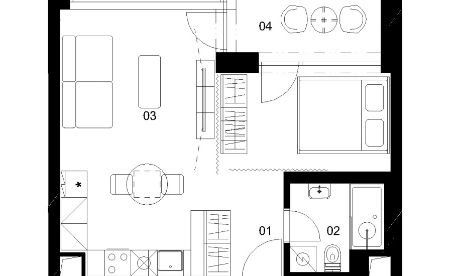 E4B - 1 izbový byt - Nové Mlynarce