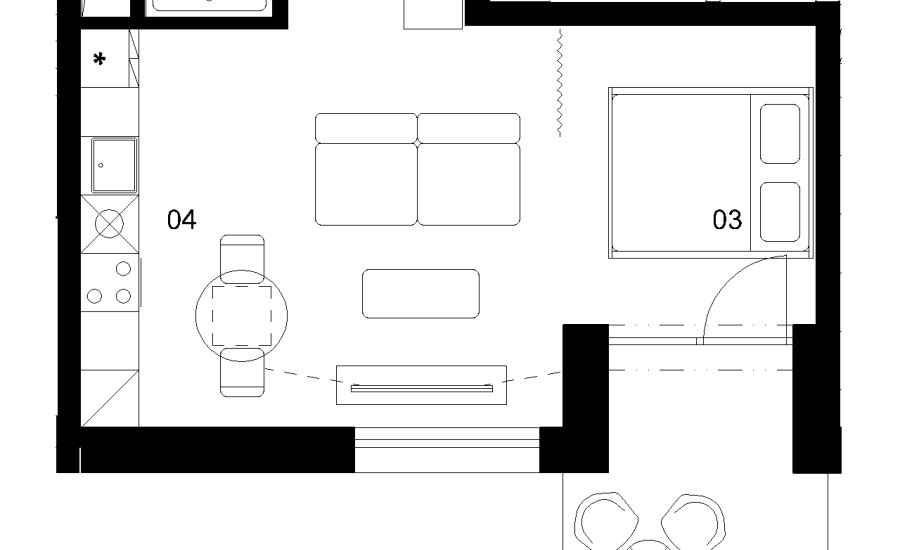 A1F - 1 izbový byt - Nové Mlynarce