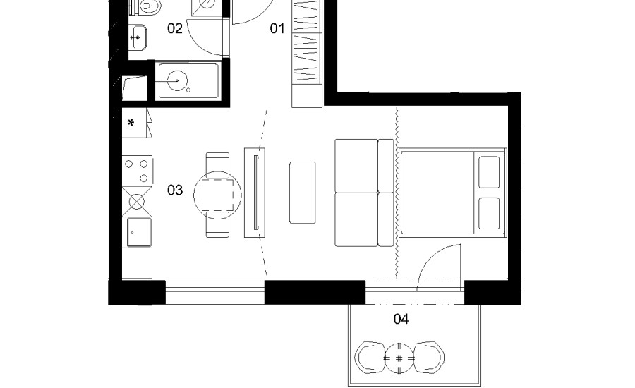D2E - 1 izbový byt - Nové Mlynarce