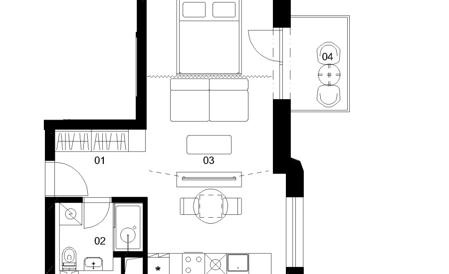 D3B - 1 izbový byt - Nové Mlynarce