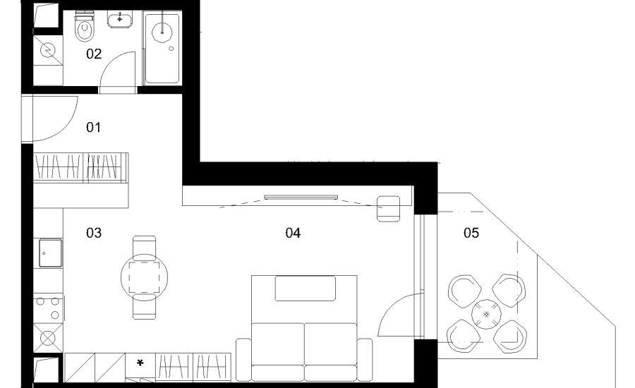 A1E - 1 izbový byt - Nové Mlynarce
